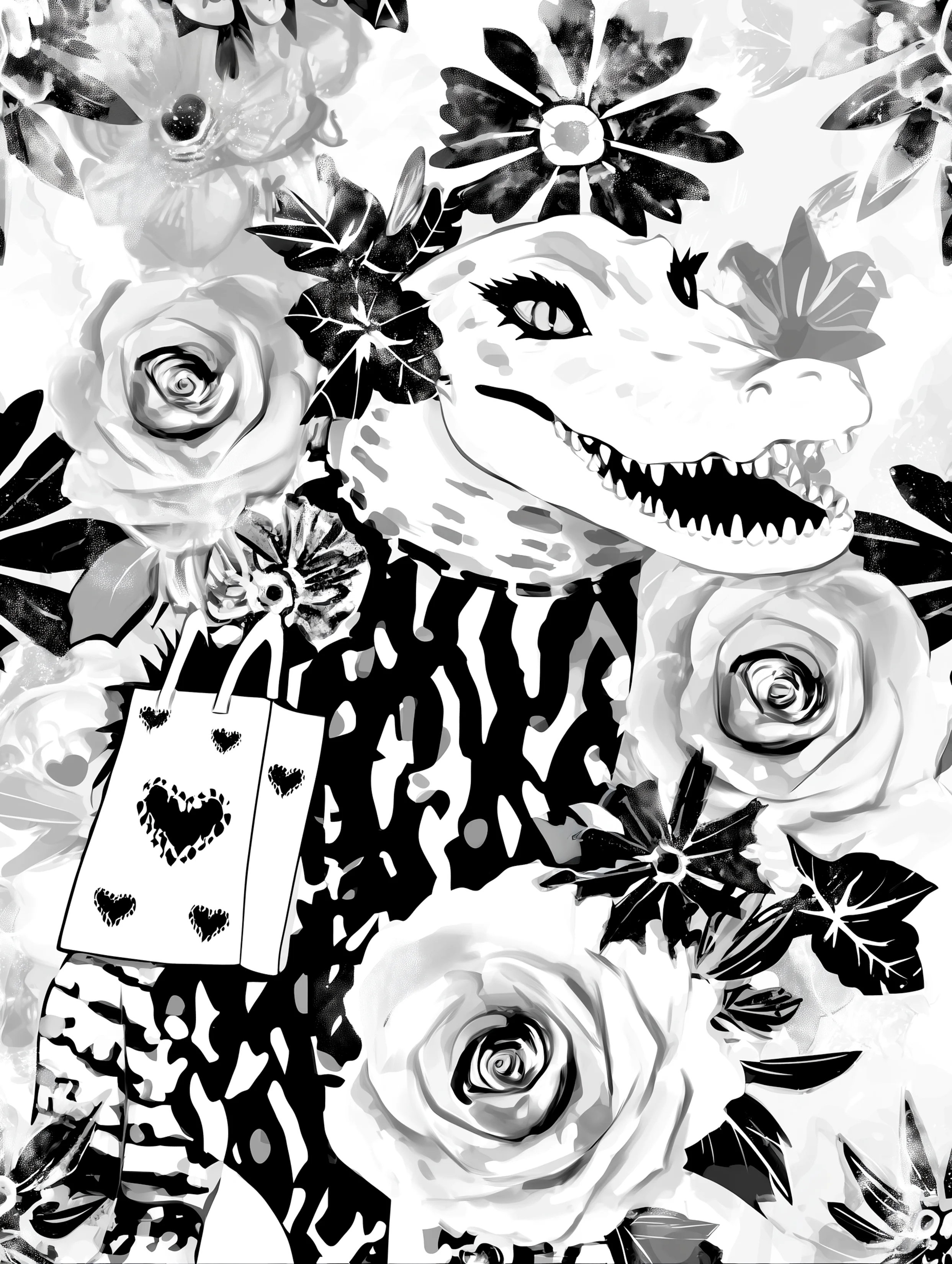 Free printable crocodile coloring pages for adults featuring shopping crocodile